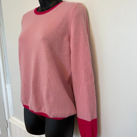 Kier + J Pink Cashmere Crewneck Sweater, Size Medium - Picture 2 of 8